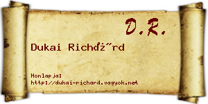 Dukai Richárd névjegykártya